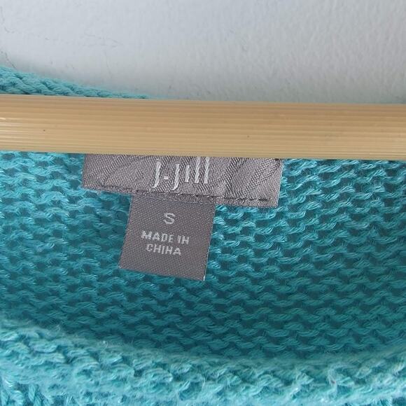 J Jill Open Knit Sweater Long Sleeve Linen Cotton Blue Size  S - Picture 3 of 5